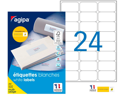 AGIPA - Etiquette adhésive multi usage 63,5x33,9 