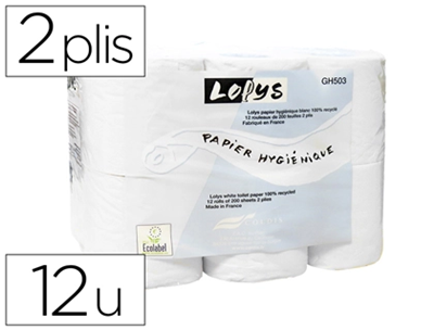 LOLYS - Lot de 12 rouleaux de papier toilettes