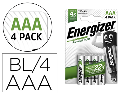 ENERGIZER - Piles rechargeables AAA