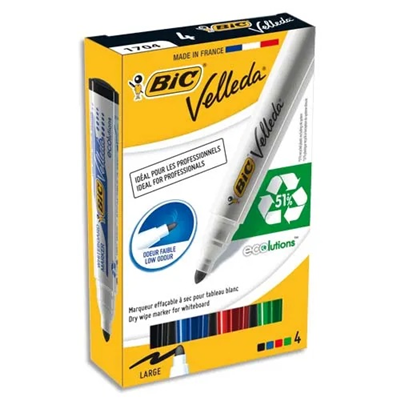 BIC® Lot de 4 Marqueurs Velleda