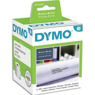 DYMO pack de 2 rouleaux de 260 étiquettes adhésives 36x89mm